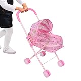 Puppenwagen | Kinderwagen für den Innenbereich mit Baldachin | faltbar, realistisch und kompakt | für Mädchen Reise Party Geburtstag Haus