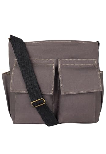 Lenna's Bolsa Tote Bag Tiracolo de Lona Tamanho Grande A023 Cinza