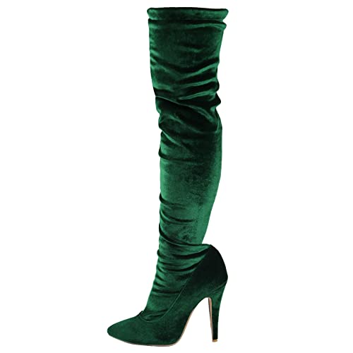 Thigh High Boots for Women Comfortable Stiletto over the Knee Boots Sexy Pointed Toe Zipper Thin High Heel Boots Solid Casual Ladies Shoes