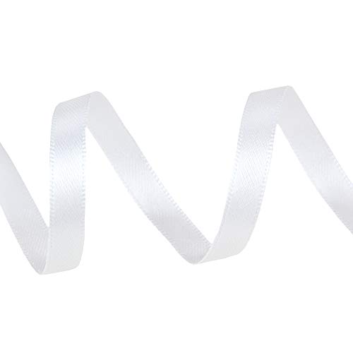 Vatin Solid Color Double Faced White Satin Ribbon 1/4" Wide 50-Yards Long Perfect For Wedding Decor, Crafts, Bow Making, Sewing, Gift Package Wrapping And Other Projects #TOP3