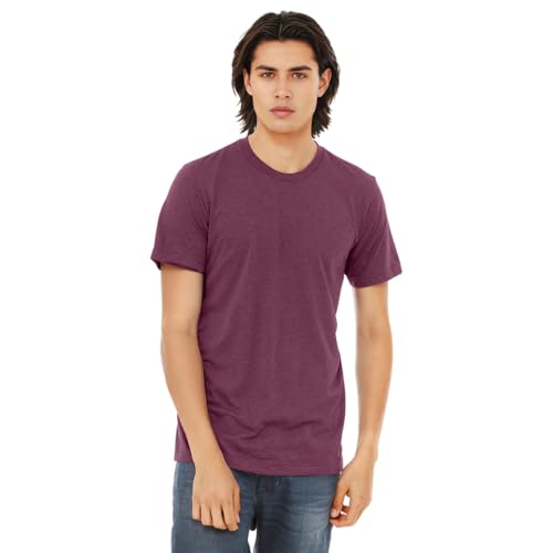 Image of Canvas Mens Triblend Crew Neck Plain Short Sleeve T-Shirt (S) (Maroon Triblend)