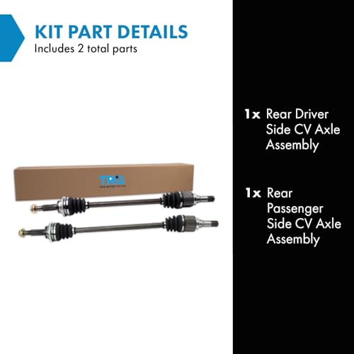 Image of TRQ Rear Driver and Passenger Side CV Axle Assembly Set 2 Piece Compatible with 2008-2012 Ford Escape 4WD 2008-2010 Mercury Mariner 4WD 2008-2011 Mazda Tribute 4WD