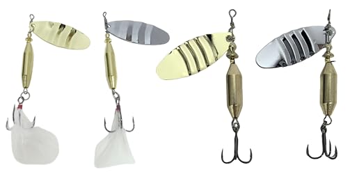 Briny River Spinnerblatt Set - 50-teiliges Angelköder Sortiment In Gold & Silber Für Verschiedene Fischarten