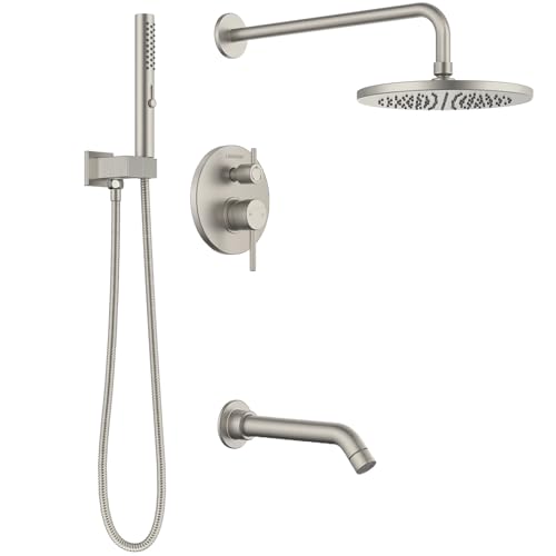 Image of Lava Odoro Modern Rain Bathtub and Shower Faucet Set, SF104-BN-T