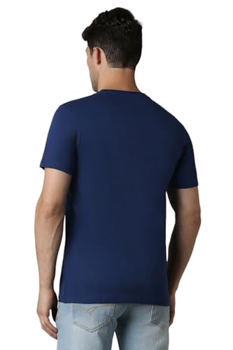 Image of Louis Philippe Men Navy Print Crew Neck T-Shirt