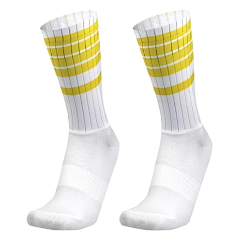 BULBEAWICK Summer Aero Socks Men Women Sport Bike Cycling Socks(White-D)
