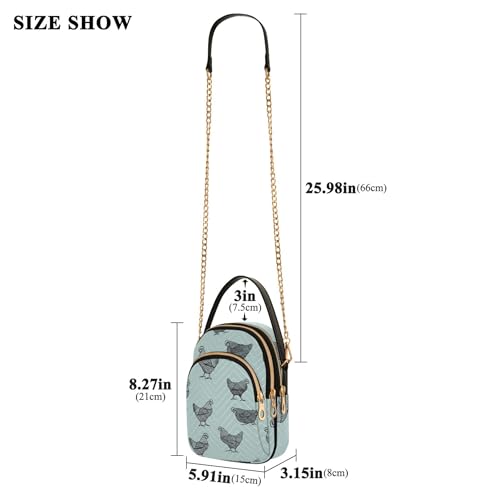 One Shoulder Handbags Stylish Chain Strap Phone Wallet Handbag Quilted Ladies Tote Crossbody Satchel Black Chickens Blue Grey3