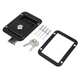 Cerradura de puerta de armario RV con remaches fijos, 14 x 8 x 12 cm, diseño de panel integrado para campistas, remolques de viaje y autocaravanas, plástico negro