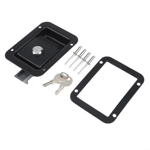 Cerradura de puerta de armario RV con remaches fijos, 14 x 8 x 12 cm, diseño de panel integrado para campistas, remolques de viaje y autocaravanas, plástico negro