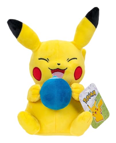 Pokémon Pikachu with Blue Oran Berry 8 Inch 20cm Plush Soft Toy, (PKW2699), Yellow, 8 inches