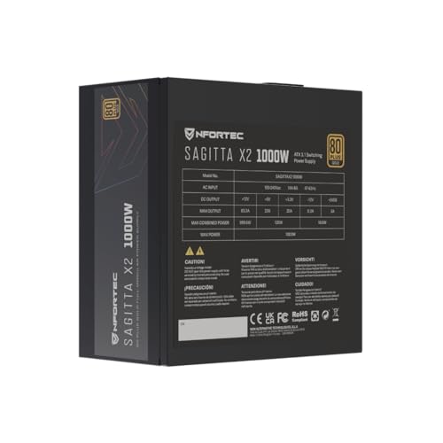 Sagitta X2 1000W Fuente de alimentación Full Modular 80+ Gold, Ventilador silencioso PCIE 5.1, ATX 3.1, Negro - Alimentatore - Immagine 4