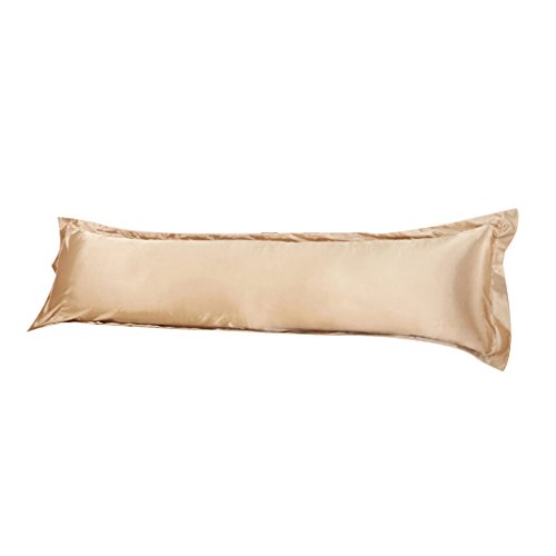 Homyl Funda Larga de Almohada de Seda Poliéster con Sensación Suave Y Cómoda para Cuerpo Cubierta de Almohada Corporal Funda Doble Funda de Belleza Adecuada, Camel 48x150cm, Individual