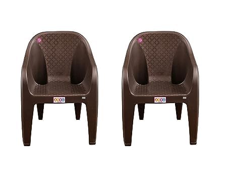 KS Plastic Chair Durable and Comfortable Brown Color Set of (2) (45)