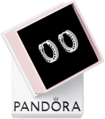 Pandora Signature Women's Sterling Silver Pavé Heart Cubic Zirconia Hoop Earrings