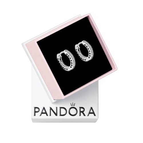 PANDORA Signature Orecchini a cerchio con pavé con cuori in