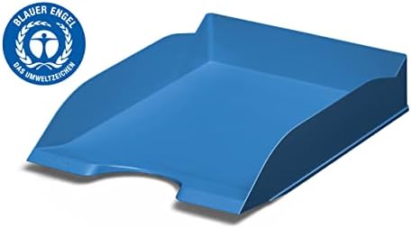 Durable ECO (6 Pack) Stackable Office Letter Trays | Recycled Plastic & Blue Angel Certified | Filing Trey Desk Organiser for A4 Paper | Blue