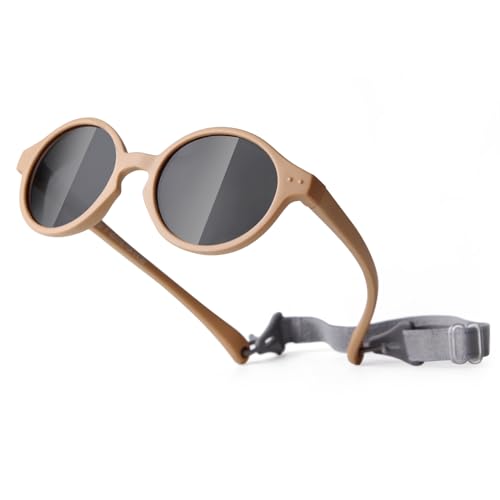 SORVINO Baby Sunglasses with Strap Adjustable TPEE Polarized Flexible Frame for Toddler Girls Boys Age 0-24 Months