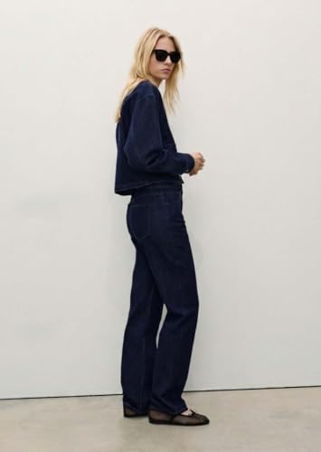Image of KOTTY Women's High Waist Wide Leg Button Coin Pocket Straight Fit Jeans Stylish Regular to Plus Size Fit Denim Jeans for Women