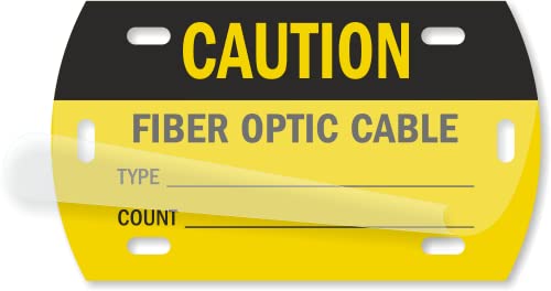 SmartSign Caution Fiber - Optic Cable Tags | 3.5" x 2" Self-Laminating ID Labels,16 mil HDPE, Pack of 50, Made in USA