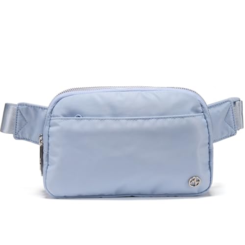 Image of Pander Everywhere Belt Bag for Women, 5 Zipper Pockets Nylon Crossbody Fanny Pack Purse (Windmill Blue).