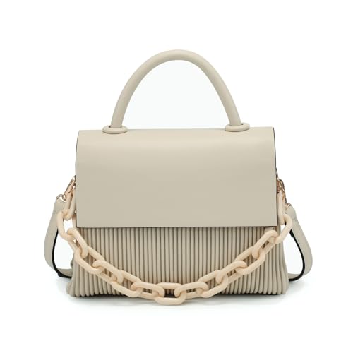 Anne Pleated Crossbody Bag for Women Vegan Leather Satchel Shoulder Purse Ladies Hobo Handbag