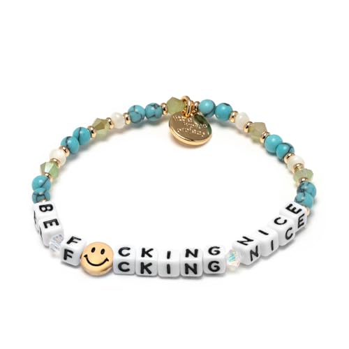 Be F*cking Nice Bracelet, The Original Word Bracelet, Made with Colorful Beads and Plated Brass Hardware, Handcrafted Design & Positive Message, Size SM