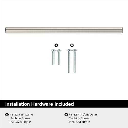 Image of Amerock 6-5 /16 inch Bar Pulls Sterling Nickel Drawer Pull | 6-5 /16 inch (160mm) Center-to-Center Mounting Distance and 8-5 /8 inches Overall Length, Durable Carbon Steel Cabinet Hardware