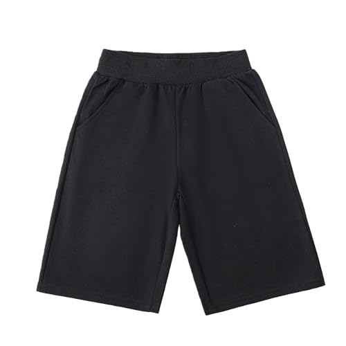 Pantaloncini corti per bambini, in cotone, comodi, morbidi, sportivi, per ragazzi e ragazze, pantaloni casual per 316 anni, libri corti per ragazze (nero, 13-14 anni)