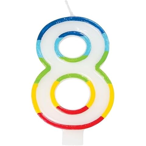 Vibrant Rainbow Number 8 Birthday Candle Cover