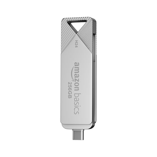Image of Amazon Basics 256GB USB 3.0 Flash Drive | 80+ Mbps Read Speed | Dual Interface Type-C & USB | High-Speed Data Transfer (Metal)