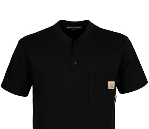 Image of BOCOMAL FR Shirts Flame Resistant Shirt 5.5oz 100% Cotton Light Weight CAT2 Fire Retardant Henley Shirts