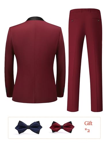 Men Suits Slim Fit 3 Pieces Sets Tuxedo Blazer Vest Pants Shawl Lapel Bow Ties for Prom Party Wedding Business Dinner2