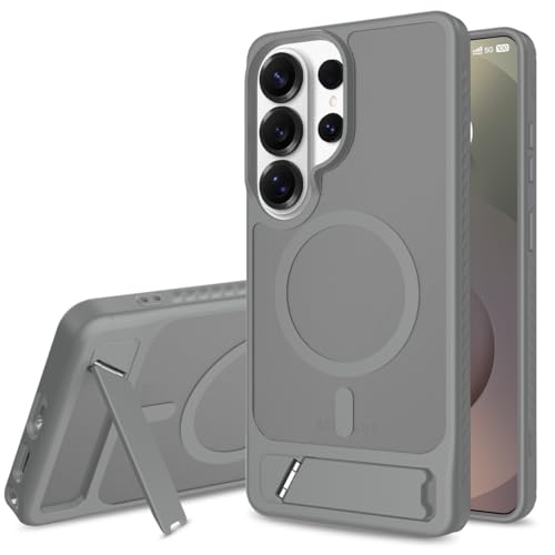 Image of MagPro L Case with Stand for Samsung Galaxy S26 Ultra | Strong Magnetic Compatible Cover, Hybrid Hard PC Back, Soft TPU Bumper, Shockproof Armor, Scratch Resistant | Translucent Matte Grey