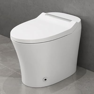 Built-in Smart Toilet One Piece Modern Toilet with Adjustable Temp Heated Seat, Auto Flush, Dual Flush Toilet 1/1.28 GPF, Foot sensor Flush, White Night Light,Knob Control