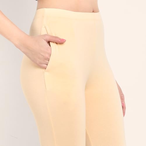 Image of ONE SKY Women Ankle Length Leggings | Premium Cotton Modal Spandex Blend | High Waist Stretchable & Bio-Washed Fabric | Colour-Lock | Ethnic Leggings for Women