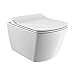 Produktbild Design Keramik Wand Hänge WC Toilette Randlos inkl. WC Sitz aus Duroplast mit Absenkautomatik Spülrandlos eckig weiß EG321-11