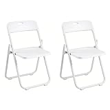 Pack 2 Sillas Plegables Blancas Eventos - Estructura Hierro Reforzado y Asiento Plástico Rígido - Ligera, Apilable y Resistente para Catering, Oficinas y Ceremonias - Diseño Ergonómico (75x40x39 cm)