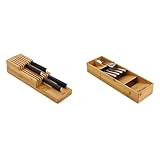 Joseph Joseph DrawerStore Knife Organizer Bamboo DrawerStore Compact Flatware Organizer For Kitchen Drawer Silverware, Cutlery Tray, Bamboo