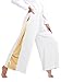 ranrann Women 2 Pcs Praise Dance Outfit Metallic Block Asymmetric Hem Dress Wide-Leg Pants Worship Liturgical Dancewear White Medium