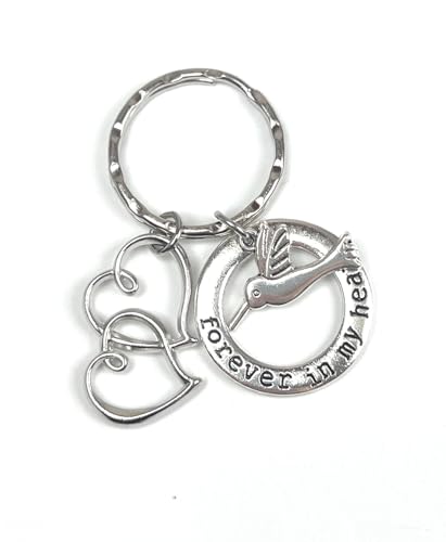 Porte-clés colibri Forever in My Heart avec double cœur 4B pour clés et sac