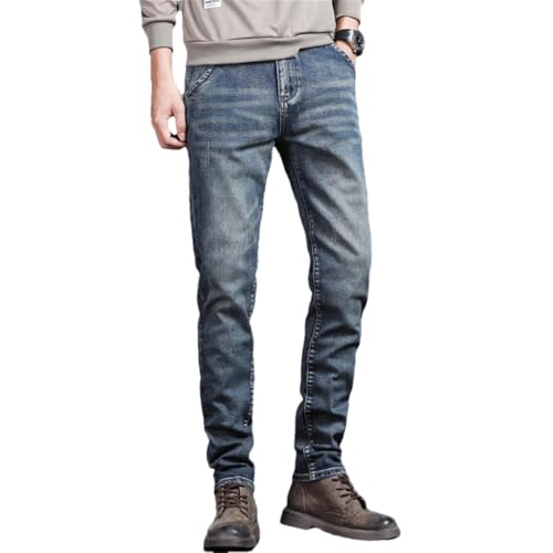Men Classic Jeans Slim Skinny Vintage Blue Streetwear Biker Party Long Trousers Blue 32