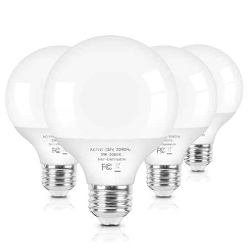 Brightever G25 LED Globe Light Bulbs 60W Equivalent, 5000K Daylight White LED Vanity Light Bulbs...