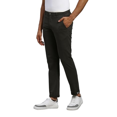 Image of Parx Men's Solid Pattern Lrt Fit Cotton Blend Flat Front Casual Trouser