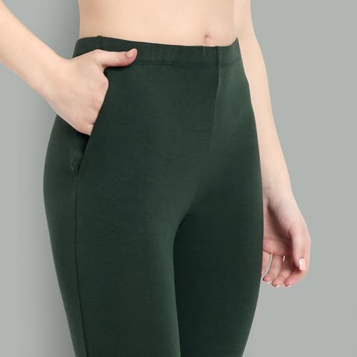 Image of ONE SKY Women Ankle Length Leggings | Premium Cotton Modal Spandex Blend | High Waist Stretchable & Bio-Washed Fabric | Colour-Lock | Ethnic Leggings for Women
