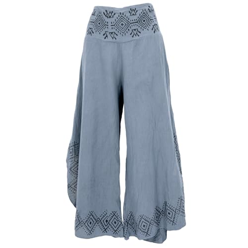 Pantalon d'été large en coton pour femme coupe palazzo fluide et légère