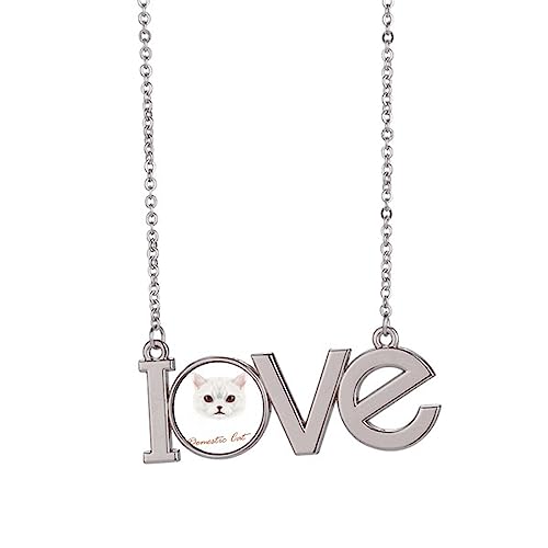 Collier avec pendentif chat blanc taille M, bijou fantaisie chat