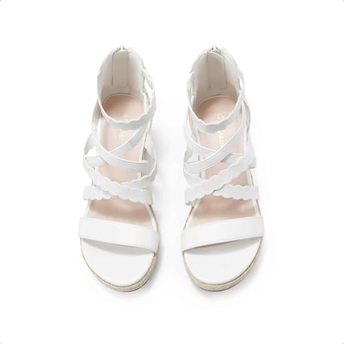 Image of DREAM PAIRS Girls Wedge Sandals Flatform Open Toe Platform Sandals Flower Wedding Party for Little Kid /Big Kid