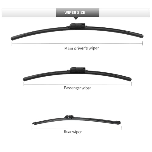Image of Front and Rear Windshield Wipers for Porsche Cayenne 2019-2025 | Quiet and Streak-Free Front and Back Wiper Blades Assembly All-Season OEM Automotive Replacement Accessories