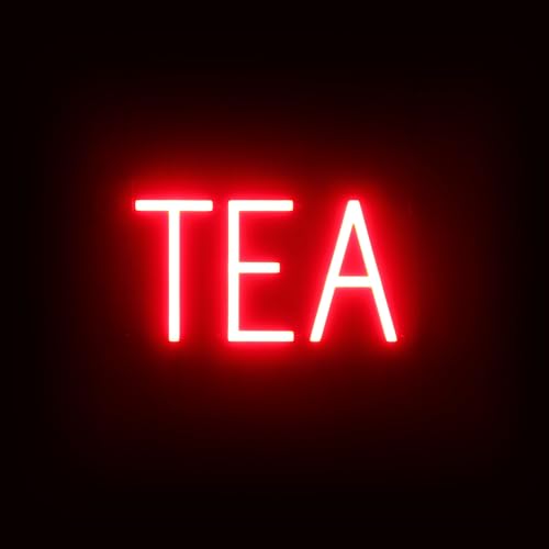 Image of SpellBrite TEA Sign | Coffee Drink-Related Sign with Neon Look, Red LED Light Source | 13.1 inch x 6.3 inch