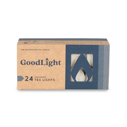 GoodLight Unscented Vegan and Paraffin-Free Tea Light Candles (24 Candles)